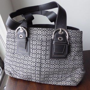 Vtg Coach Soho Signature Black Logo Canvas Tote Shoulder Bag Purse C0820-F12311